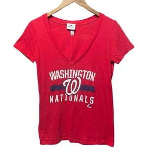 Washington nationals MLB baseball team short sleeve scoop V-neck sports T-shirt